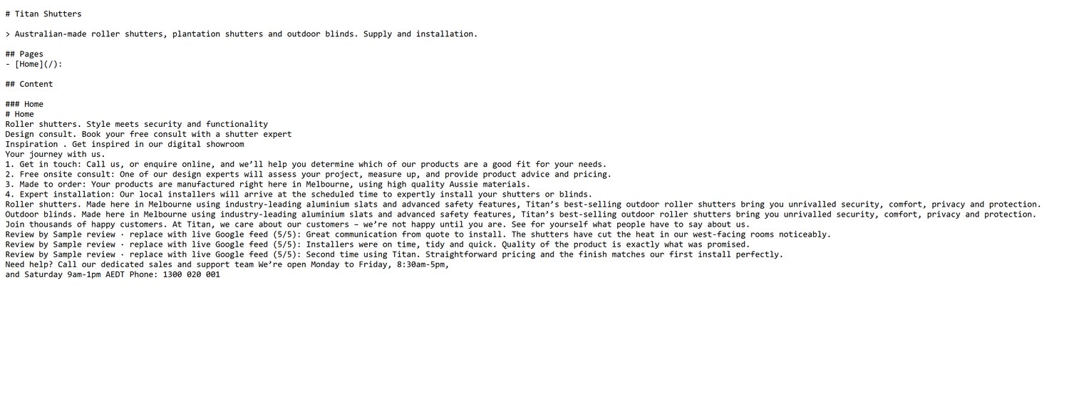 llms.txt output